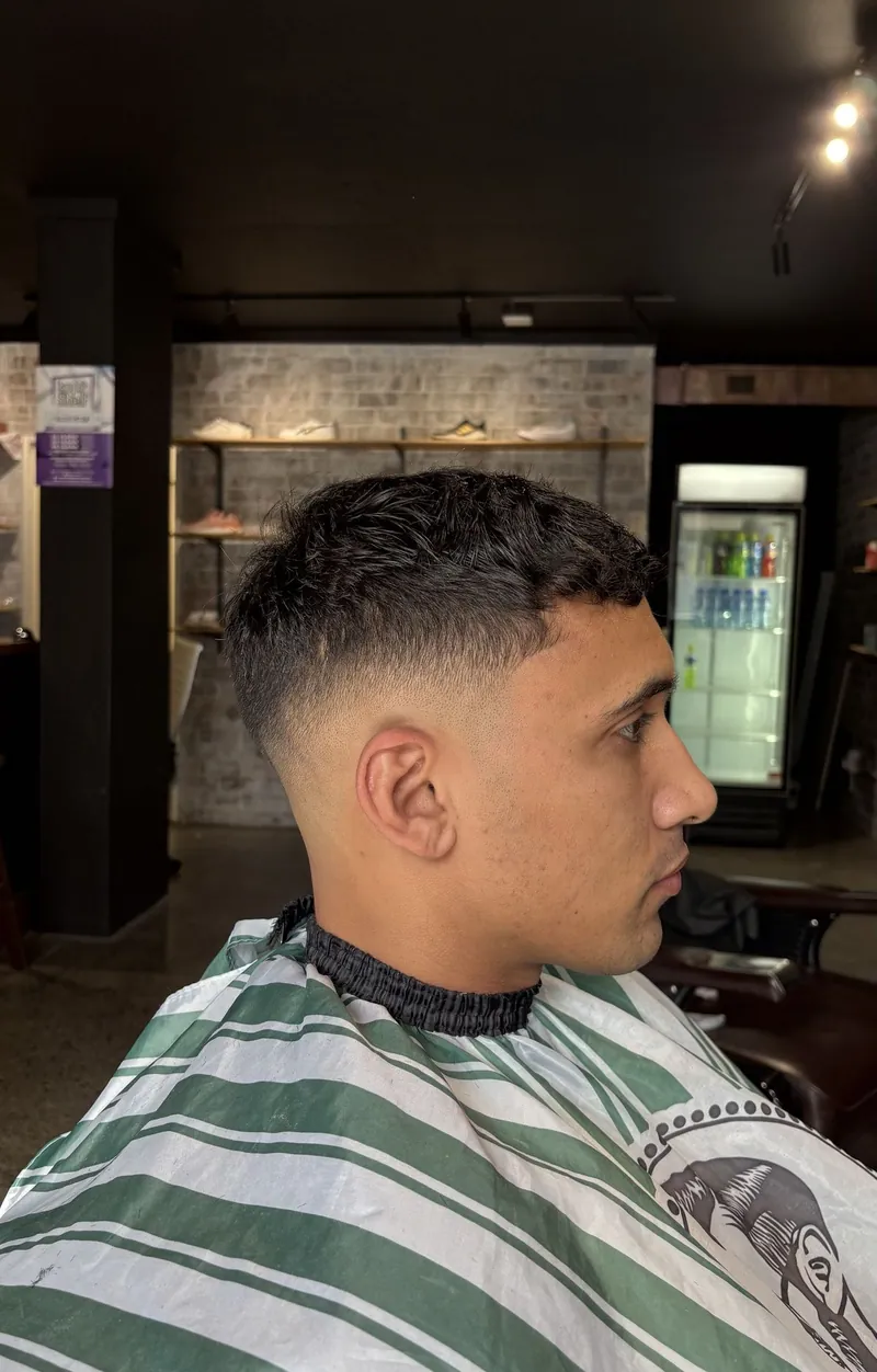 Textured top, skin fade